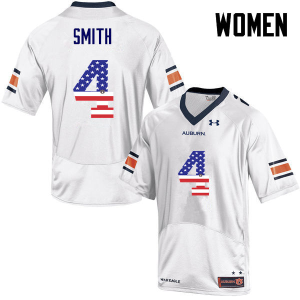 Auburn Tigers Women's Jason Smith #4 White Under Armour Stitched College USA Flag Fashion NCAA Authentic Football Jersey GTP4474YG